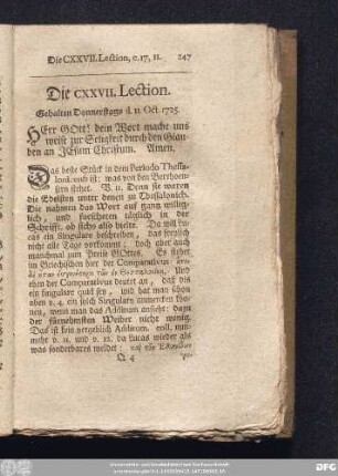 Die CXXVII. Lection. Gehalten Donnerstags d. 11. Oct. 1725.