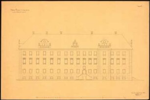 Schloss Pitschen Ausbau: Aufriss Westseite (Gartenansicht), Maßstabsleiste