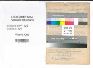 Entnazifizierung Otto Von Werne , geb. 26.07.1891 (Betriebspruefer)