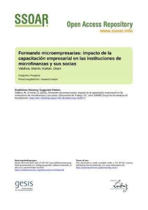 Formando microempresarias: impacto de la capacitación empresarial en las instituciones de microfinanzas y sus socias