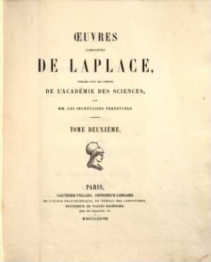 Œuvres complètes de Laplace. 2, Traité de mécanique céleste ; T. 2