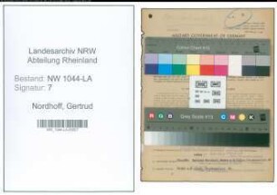Entnazifizierung Gertrud Nordhoff , geb. 16.07.1901 ()