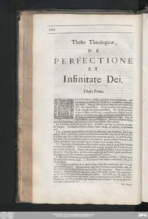 Theses Theologicae, De Perfectione Et Infinitate Dei.