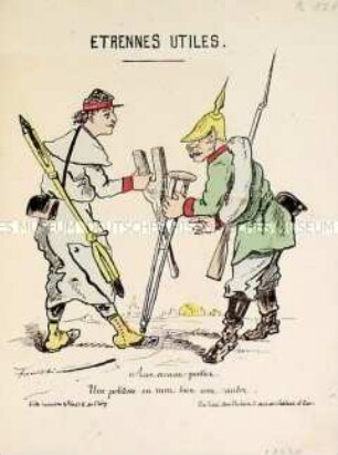 Etrennes utiles/ Nützliche Neujahrsgeschenke - Karikatur auf den Deutsch-Französischen Krieg