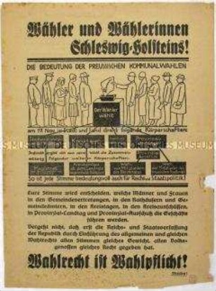 Aufruf zu den Stadtverordneten-, Kreis- und Provinziallandtagswahlen in Schleswig-Holstein 1929