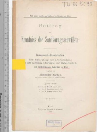 Beitrag zur Kenntniss der Sandkorngeschwülste