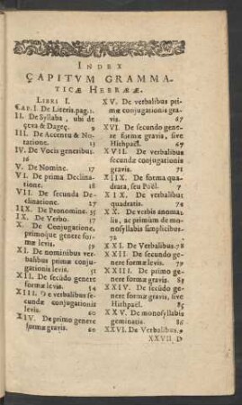 Index Capitum Grammaticae Hebraeae.