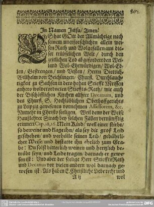 Leichenpredigt : Christliche Leich-Predigt. Textus. Exordium.Propositio.