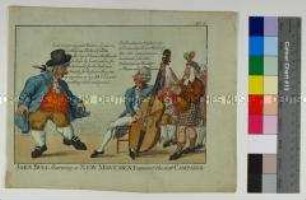 John Bull learning a new movement against the next campaign (Nr. 5 einer Serie) - Karikatur auf die Union Großbritanniens und Irlands