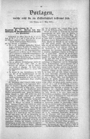 Vorlagen welche nicht für die Oeffentlichkeit bestimmt sind., 07. März 1900