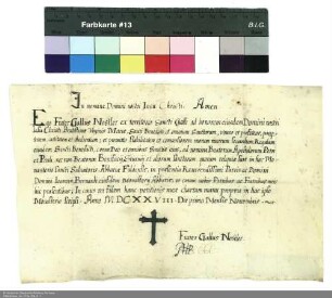 Profess des Frater Gallus Nostler aus St. Gallen