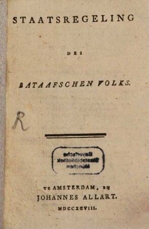 Staats-Regeling des Bataafschen Volks