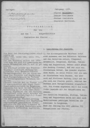 Waldtann: Pfarrbericht 1933