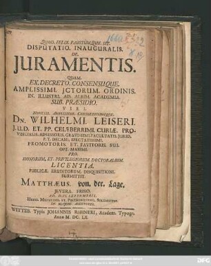 Disputatio. Inauguralis. De. Iuramentis.