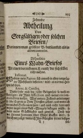 Zehende Abtheilung Von Sorgfältigen oder solchen Briefen [...]