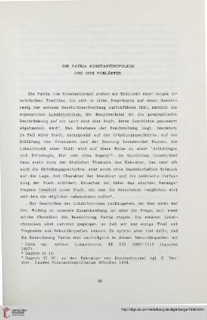Die Patria Konstantinupoleos und ihre Vorläufer