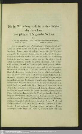 Die in Wittenberg ordinierte Geistlichkeit der Parochieen des jetzigen Königreichs Sachsen
