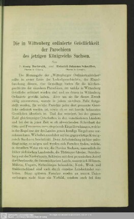 Die in Wittenberg ordinierte Geistlichkeit der Parochieen des jetzigen Königreichs Sachsen