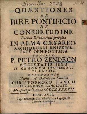 Quaestiones ex iure pontificio de consuetudine