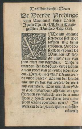 De Veerde Predinge vam Aventmal unses Heren Jhesu Christi ...