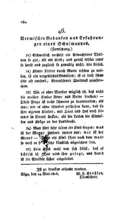 Vermischte Gedanken und Erfahrungen eines Schulmannes : (Fortsetzung) ; [46.]