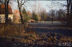 Königs Wusterhausen, Dokumentation zur Wiederherstellung, Blick in den Park, nach Beräumung der Baracke.
