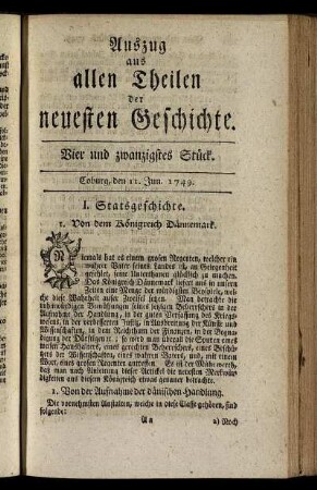 Vier und zwanzigstes Stück. Coburg, den 11. Jun. 1749.