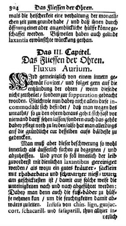 Das III. Capitel. Das Fliessen der Ohren. Fluxus Aurium.