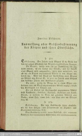 Zweiter Abschnitt. Ausmessung oder Größenbestimmung der Körper und ihrer Oberfläche