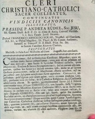 Cleri Christiano-catholici sacer coelibatus, continuatis vindiciis canonicis illustratus
