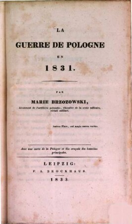 La guerre de Pologne en 1831 : Avec une carte de Pologne et 10 croquis des batailles principales