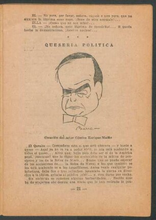 Quesería política : Creación del actor cómico Enrique Muiño