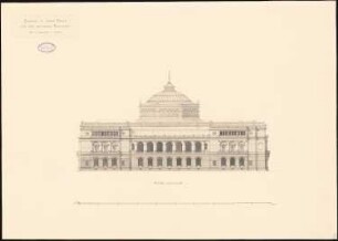 Reichstag, Berlin Zweiter Wettbewerb: Nördliche Seitenansicht 1:200