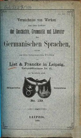 Lager-Verzeichnis. 139. 1880