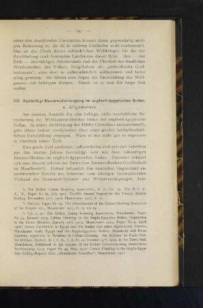 VII. Zukünftige Baumwollerzeugung im englisch-ägyptischen Sudan.