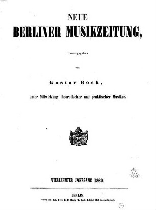 Neue Berliner Musikzeitung. 14. 1860