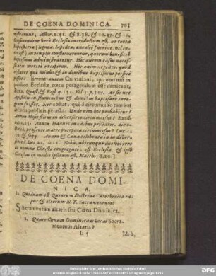 De Coena Dominica.