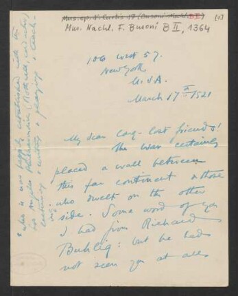 Brief an Ferruccio Busoni : 17.03.1921