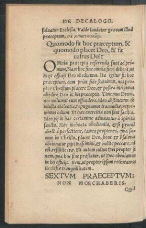 Sextum Praeceptum: