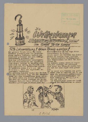 Betriebszeitung "12% Lohnerhöhung! Keinen Pfennig weniger!"