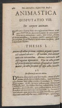 Disputatio VIII. De corpore animato