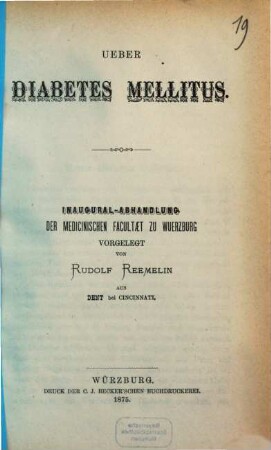 Ueber Diabetes mellitus : Inaug.-Diss.