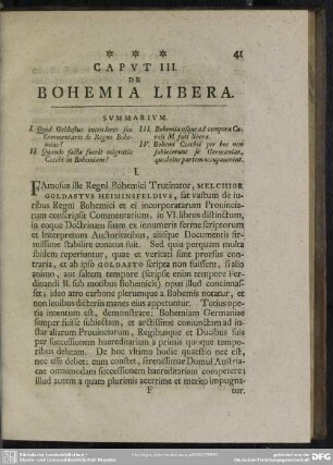 Caput III. De Bohemia Libera