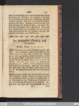 Am zwanzigsten Sonntag nach Trinitatis. Epistel, Ephes. V. v. 15 - 21.