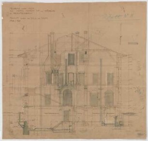 Thiersch, Friedrich von; München, Romanstr. 13; Villa von Hösslin - Diele u. Salon (Schnitt)