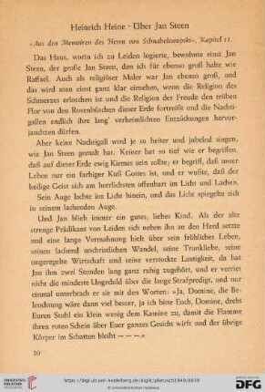 Heinrich Heine. Über Jan Steen