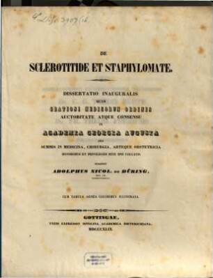 De sclerotitide et staphylomate : dissertatio inauguralis ; cum tabula aenea coloribus illustrata