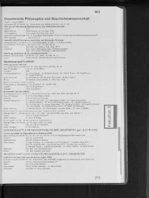 Departments Philosophie und Geschichtswissenschaft