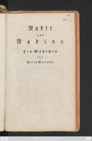 Nadir und Nadine : Ein Mährchen