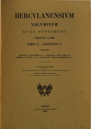 Herculanensium voluminum quae supersunt. Collectio altera. 5. 1865, Fasc. 5